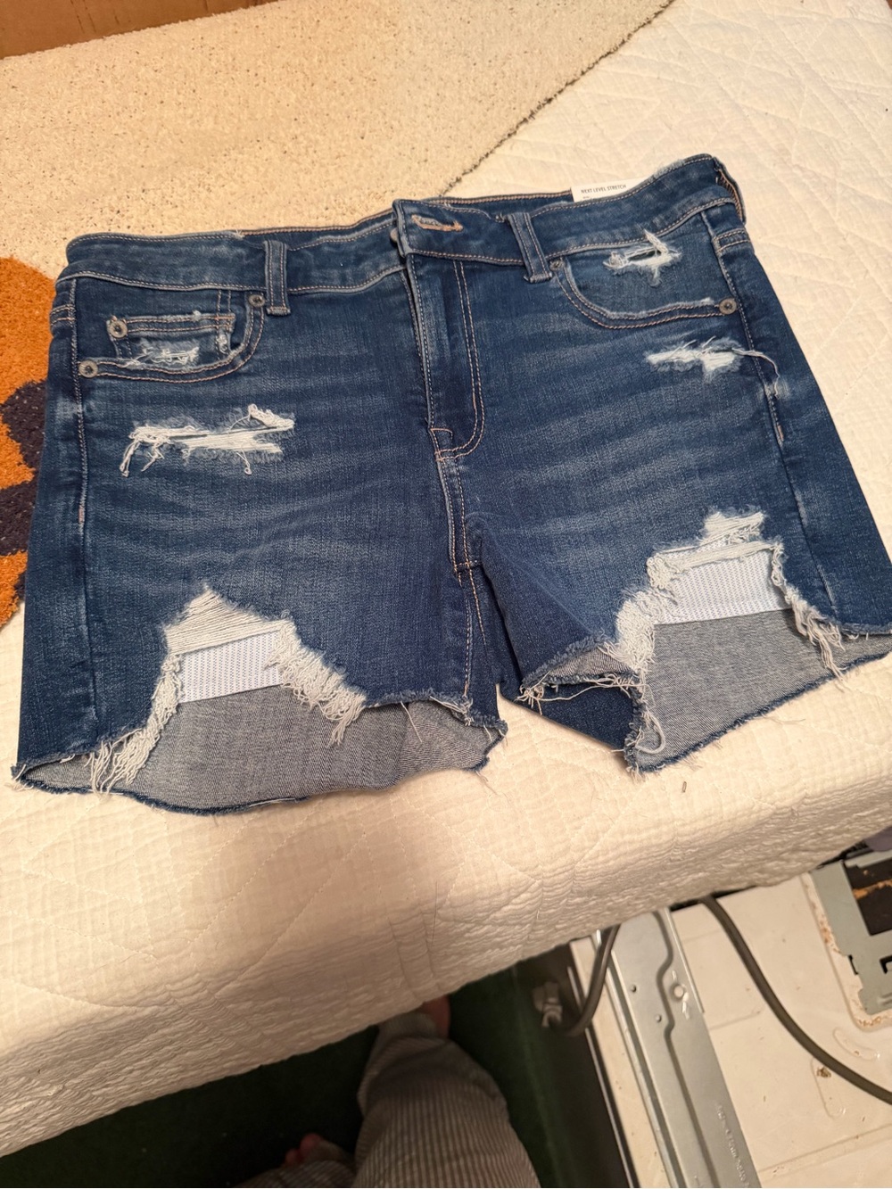 American Eagle Outfitters Distressed Dark Blue Denim Shorts